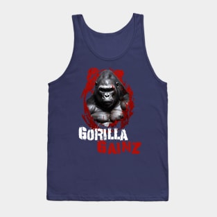 Silverback Gorilla Gainz Muscle Ape Distressed Design Tank Top